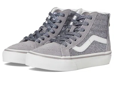 Vans Sk8-hi(r) Zip (little Kid) Kids Shoes Glitter Gunmetal : 11.5 Little Kid M, Canvas/suede In Gray