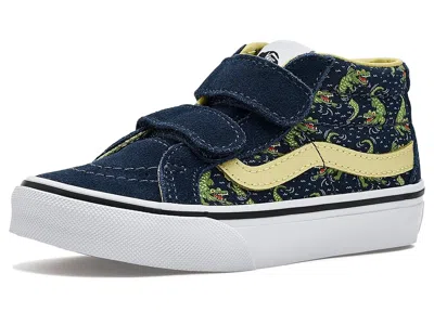 Vans Sk8-mid Reissue V (little Kid) Kid's Shoes Glow Croc Navy/yellow : 2.5 Little Kid M, Canvas/suede In Blue
