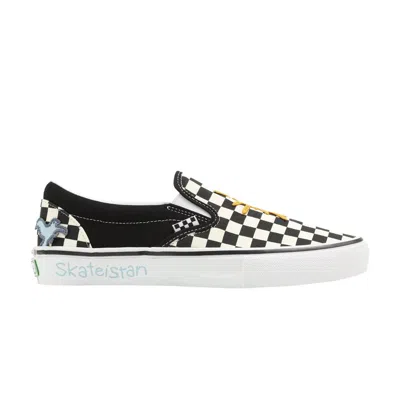 Pre-owned Vans Skateistan X Skate Slip-on 'checkerboard' In Black