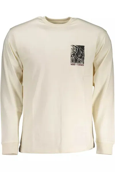 Vans Sleek Cotton Long Sleeve Round Neck Tee In White