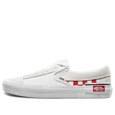 Vans Slip-on Cap Low Top Skate Shoes Unisex Red Grid White