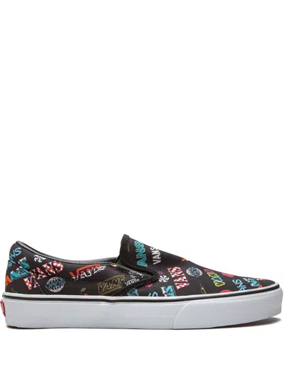Vans Multi-logo Slip-on Sneakers In Black