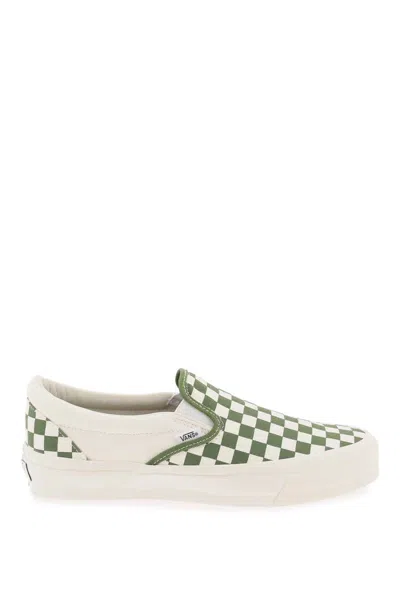 Vans Classic Slip-on Checkboard Sneaker Grape Leaf Green/white In Kcz1