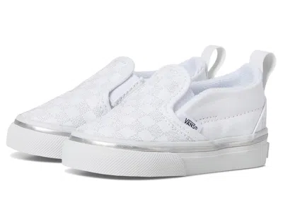 Vans Slip-on V (infant/toddler) Kid's Shoes Metallic Checkerboard Silver/true White : 7 Toddler M, Canvas