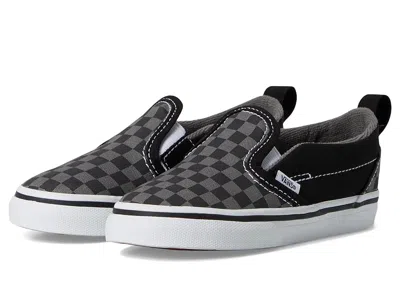 Vans Slip-on V (infant/toddler) Kids Shoes (checkerboard) Black/pewter : 10 Toddler M, Canvas/textile