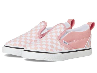 Vans Slip-on V (infant/toddler) Kids Shoes (checkerboard) Powder Pink/true White : 10 Toddler M, Textile