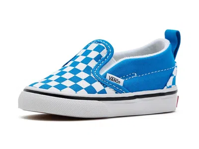 Vans Slip-on V (infant/toddler) Kids Shoes Color Theory Checkerboard Bright Azure : 4 Toddler M, Canvas/t