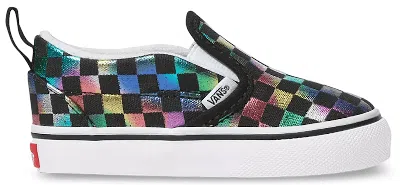 Pre-owned Vans Slipon V Iridescent Check Sneakers In Black/true White In Multi