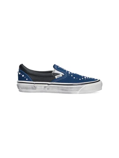 Vans Premium Classic Slip-on Blue Canvas Sneakers In Purple