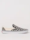 Vans Classic Slip On In Checkerboard Print In White And Black With White Stripe In White
