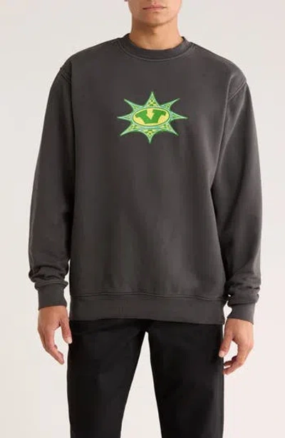 Vans Star Checker Fleece Crewneck Sweatshirt In Black