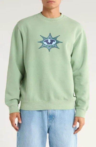 Vans Star Checker Fleece Crewneck Sweatshirt In Green