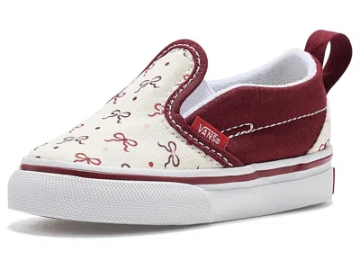 Vans T Slip-on Vulcanized (toddler/little Kid) Kid's Shoes Bow Bordeaux: 9.5 Toddler M, Canvas In Burgundy