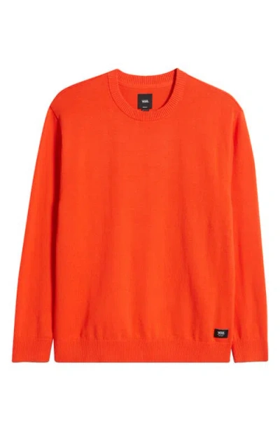 Vans Tacuba Solid Cotton Crewneck Sweater In Fiesta