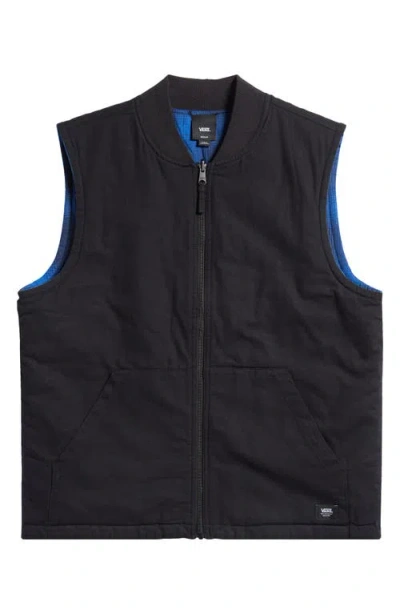 Vans Talbot Reversible Zip Vest In Black/true Blue