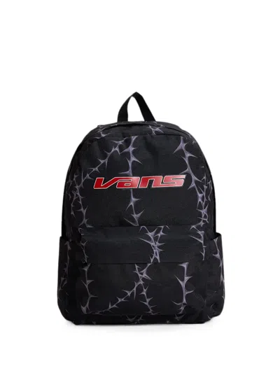 Vans Thorn-print Logo-patch Backpack In Black