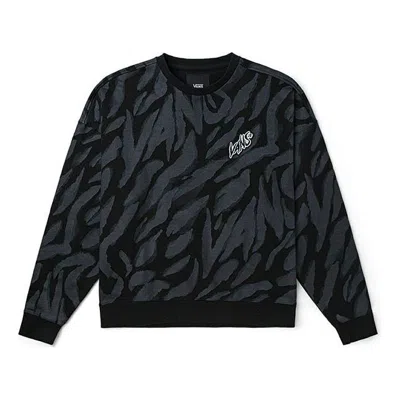 Vans Tiger Stripes Pattern Round Neck Pullover Black White