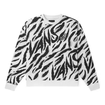 Vans Tiger Stripes Pattern Round Neck Pullover White Black