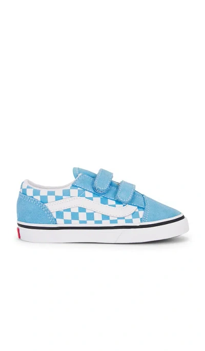 Vans Toddler Old Skool V In Checkerboard Heritage Blue