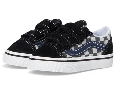 Vans Toddler Old Skooltm V (infant/toddler) Kid's Shoes Tonal Check Blue : 10 Toddler M, Canvas/suede In Black