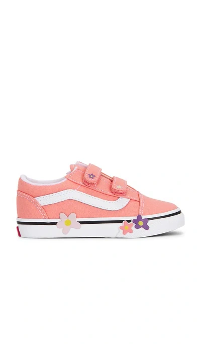 Vans Toddlers Old Skool V Flower Sneaker In Purple