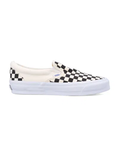 Vans Unisex Checkerboard Canvas Classic Slip-on 98 Low-cut Sneakers In Checkerboard Black Off White