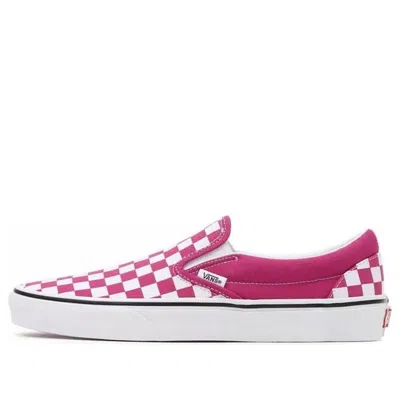 Vans Unisex Checkerboard Classic Slip-on Shoes Fuchsia/white In Pink