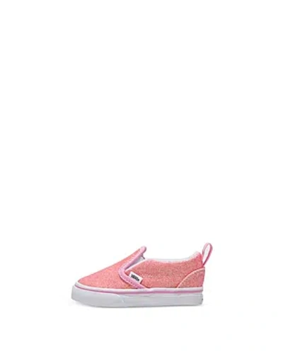 Vans Unisex Classic Slip On V Glitter Trainers - Baby, Toddler, Little Kid In Glitter Pink