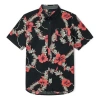 Vans Unisex Flowers Printing Short Sleeve Shirt Black Blue