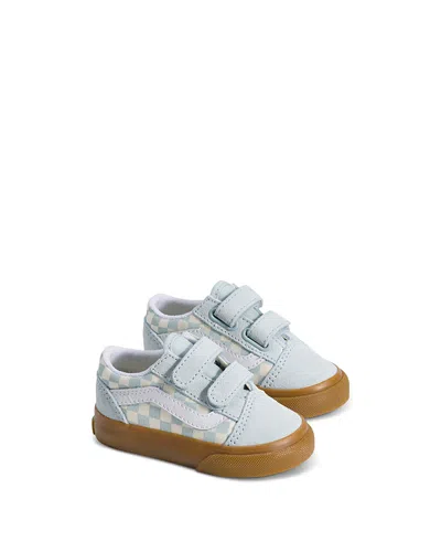 Vans Kids' Unisex Old Skool V Gum Check Dawn Sneakers - Toddler In Blue