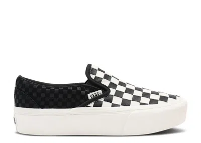 Vans Classic Slip-on Platform 'woven - Black Blanc De Blanc' In White