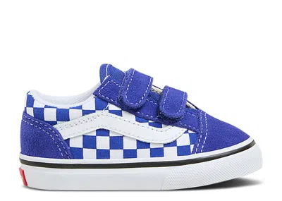 Vans Babies'   Old Skool V Toddler 'checkerboard - Surf The Web' In Blue