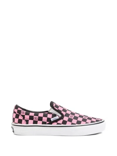 Vans Vlogo Checkerboard Sneakers In Pink