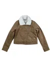 Vans Vn0a3zhxuoh Jacket Women's Xs Brown Sherpa Lined Asymmetrical Zip App910 In Brown