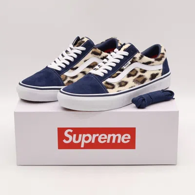 Pre-owned Vans Vn0a5fcbbx9 Supreme  Leopard Old Skool Navy White (men's)