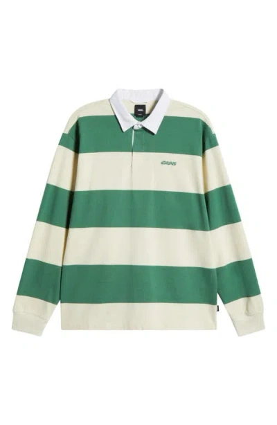 Vans Ward Stripe Rugby Knit Long Sleeve Polo In Green