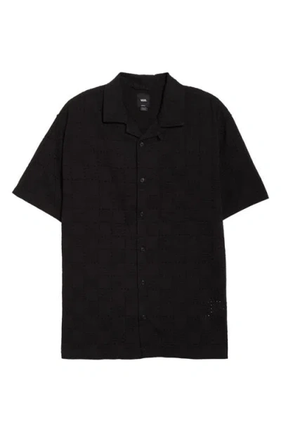 Vans Wayside Eyelet Embrodiered Camp Shirt In Black