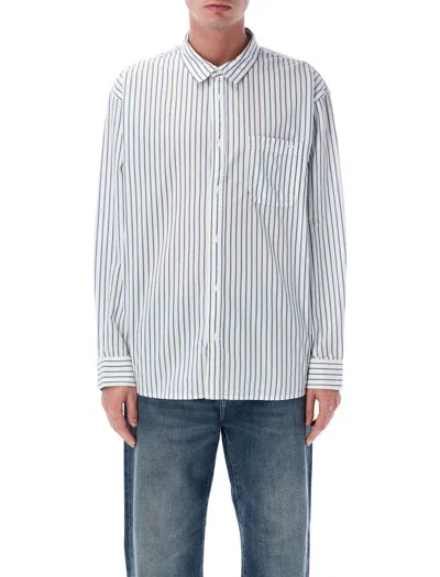 Vans White Premium Dobby Stripe Long Sleeve Shirt In Multi