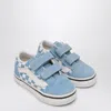Vans White/blue Old Skool Sneakers With Check Pattern