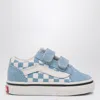 Vans White/blue Old Skool Sneakers With Check Pattern In Light Blue