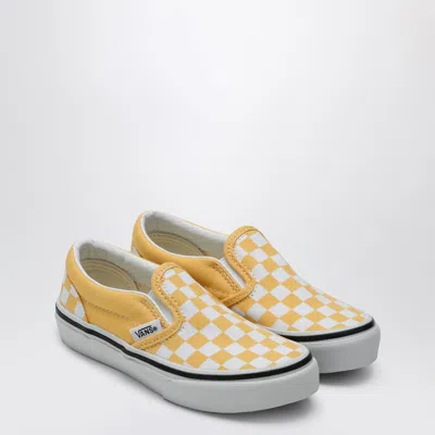 VANS VANS WHITE/YELLOW SLIP-ON SNEAKER WITH CHECK PATTERN