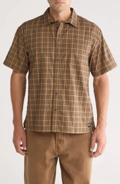 Vans Willshire Plaid Short Sleeve Button-up Shirt In Dirt/black