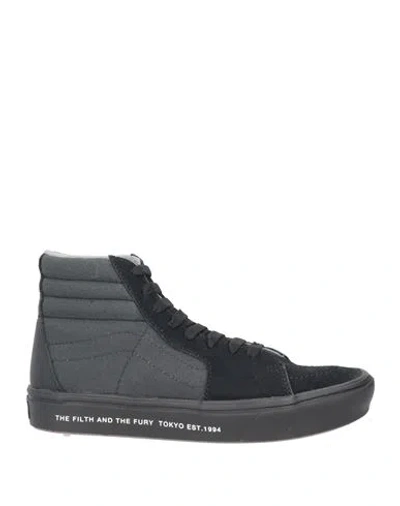 Vans Woman Sneakers Black Size 8 Leather, Textile Fibers