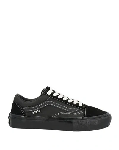 Vans Woman Sneakers Black Size 8 Leather, Textile Fibers
