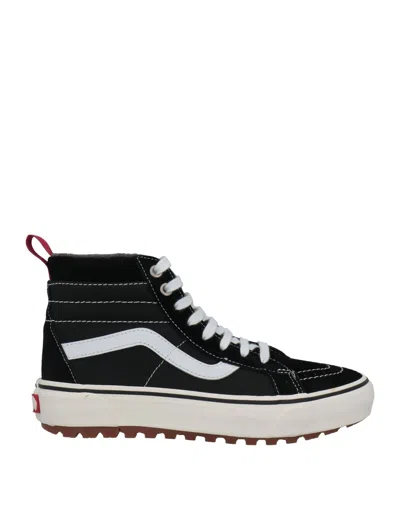 Vans Woman Sneakers Black Size 8 Soft Leather, Textile Fibers