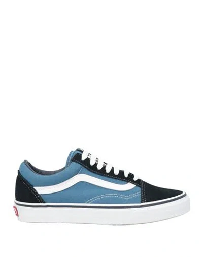 VANS VANS WOMAN SNEAKERS BLUE SIZE 8 TEXTILE FIBERS, LEATHER