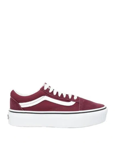 Vans Woman Sneakers Burgundy Size 5 Leather, Textile Fibers In Red