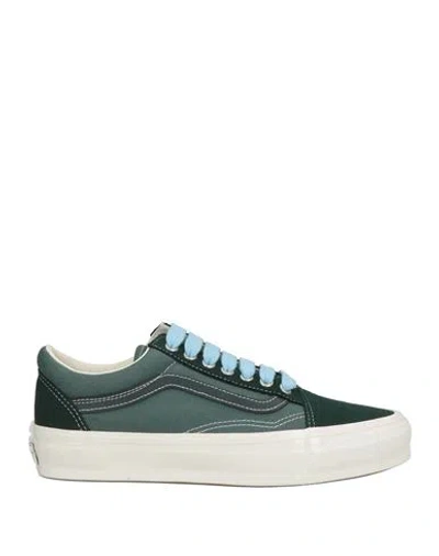 Vans Woman Sneakers Dark Green Size 6.5 Leather, Textile Fibers