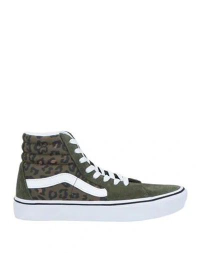 Vans Woman Sneakers Military Green Size 6 Soft Leather, Textile Fibers