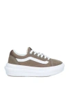 Vans Woman Sneakers Military Green Size 7 Soft Leather, Textile Fibers In Green